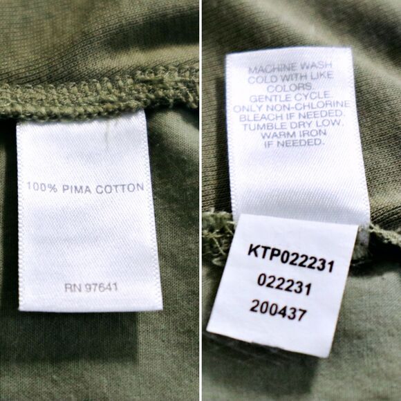 J Jill Size M Pima Cotton Boat Neck T-Shirt Two Texture Olive Green - Picture 9 of 9